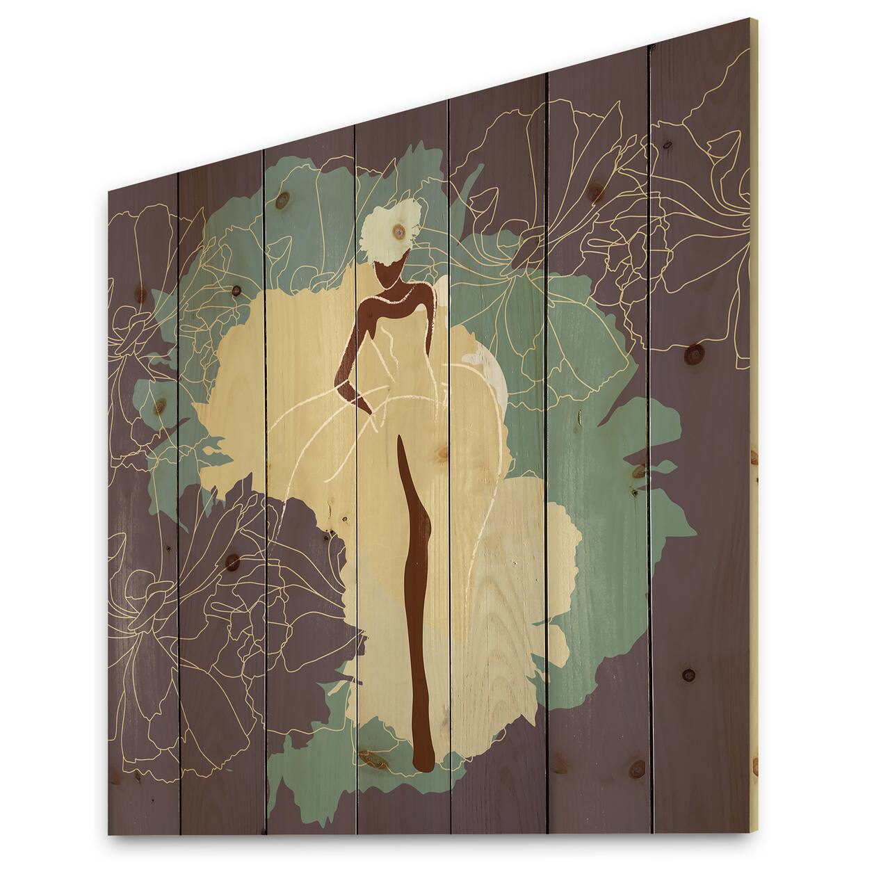 Designart - African American Woman In Gorgeous Wedding Dress - Modern Print on Natural Pine Wood